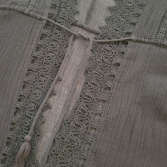 Topshop Kimono Black Lace Trim Tie Waist Double V Beach Cover‎ Small - Picture 12 of 16